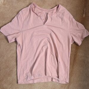 Light Orange Short Sleeve Henley Shirt